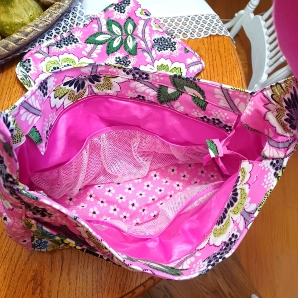Vera Bradley Priscilla Pink Diaper Bag With Changing Pad - Picture 2 of 14